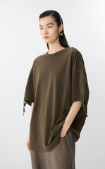 T-Shirt / JNBY Oversized Cotton Tie-Detail Tee