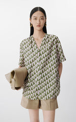 Shirt / JNBY Geometric Wave Print Loose Blouse