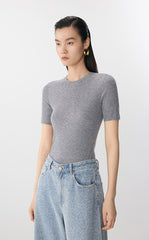 Sweater / JNBY Fitted Wool Short Sleeve Sweater