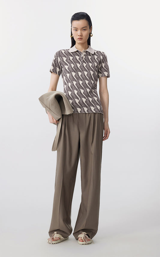 Sweater / JNBY Jacquard Pattern Short Sleeve Knit Top