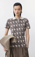 Sweater / JNBY Jacquard Pattern Short Sleeve Knit Top