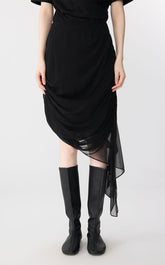 Skirt / JNBY Asymmetric Silk Pleated Skirt