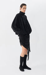 Skirt / JNBY Asymmetric Silk Pleated Skirt