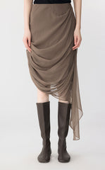 Skirt / JNBY Asymmetric Silk Pleated Skirt