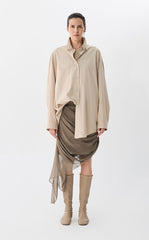 Skirt / JNBY Asymmetric Silk Pleated Skirt