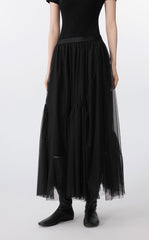 Skirt / JNBY Sheer Mesh Ruffle Hem Skirt