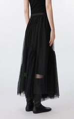 Skirt / JNBY Sheer Mesh Ruffle Hem Skirt