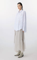 Skirt / JNBY Sheer Mesh Ruffle Hem Skirt