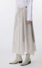 Skirt / JNBY Sheer Mesh Ruffle Hem Skirt