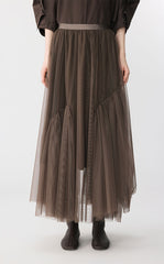 Skirt / JNBY Sheer Mesh Ruffle Hem Skirt