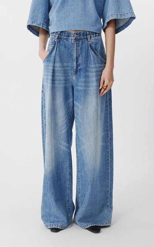 Pants / JNBY Wide-Leg Rolled Denim Trousers