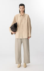 Pants / JNBY Wide-Leg Rolled Hemp Pants