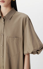 Dress / JNBY Cotton Twill A-Line Short Sleeve Dress