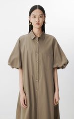 Dress / JNBY Cotton Twill A-Line Short Sleeve Dress