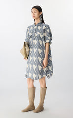 Dress / JNBY Graphic Print Short Sleeve Cotton Dress