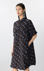 Dress / JNBY Graphic Print Short Sleeve Cotton Dress
