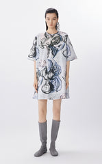 Dress / JNBY Hand-Painted Floral A-Line Cotton Dress