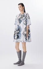 Dress / JNBY Hand-Painted Floral A-Line Cotton Dress