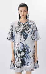 Dress / JNBY Hand-Painted Floral A-Line Cotton Dress