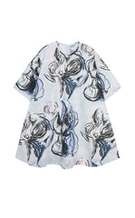 Dress / JNBY Hand-Painted Floral A-Line Cotton Dress