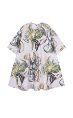 Dress / JNBY Hand-Painted Floral A-Line Cotton Dress