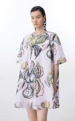Dress / JNBY Hand-Painted Floral A-Line Cotton Dress