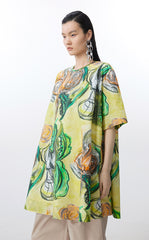 Dress / JNBY Hand-Painted Floral A-Line Cotton Dress