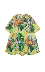 Dress / JNBY Hand-Painted Floral A-Line Cotton Dress