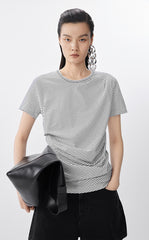 T-Shirt / JNBY Cotton Tee with Floral-Like Ruching