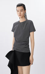 T-Shirt / JNBY Cotton Tee with Floral-Like Ruching