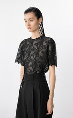 T-Shirt / JNBY Sheer Lace Loose Fit Tee