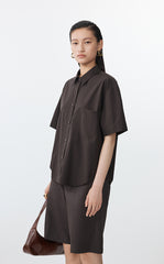 Shirt / JNBY Cotton Sateen Short Sleeve Shirt