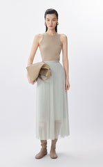 Skirt / JNBY A-Line Pleated Mesh Maxi Skirt