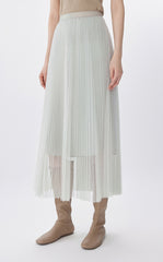 Skirt / JNBY A-Line Pleated Mesh Maxi Skirt