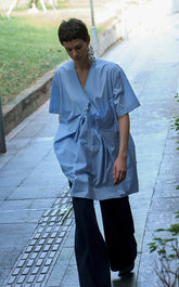 Dress / JNBY Pleated Poplin V-Neck Dress