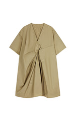 Dress / JNBY Pleated Poplin V-Neck Dress