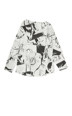 Shirt / JNBY Wrap-Style Silk Comic Print Blouse