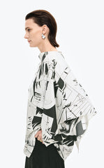 Shirt / JNBY Wrap-Style Silk Comic Print Blouse