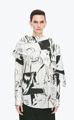 Shirt / JNBY Wrap-Style Silk Comic Print Blouse