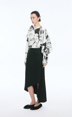 Shirt / JNBY Wrap-Style Silk Comic Print Blouse