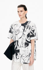 Shirt / JNBY Short-Sleeve Cotton Shirt with Comic Print