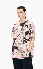 Shirt / JNBY Short-Sleeve Cotton Shirt with Comic Print