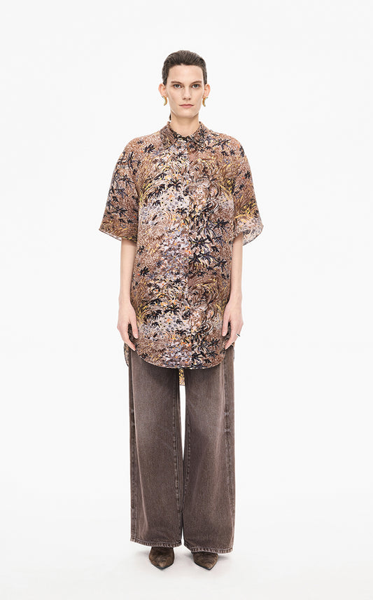 Shirt / JNBY Kew Gardens Pleated Floral Loose Shirt