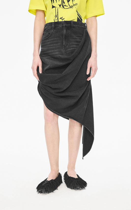 Skirt / JNBY Mid-Length Cotton Tencel Skirt