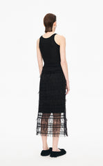 Skirt / JNBY 3D Floral Nylon Mesh Midi Skirt