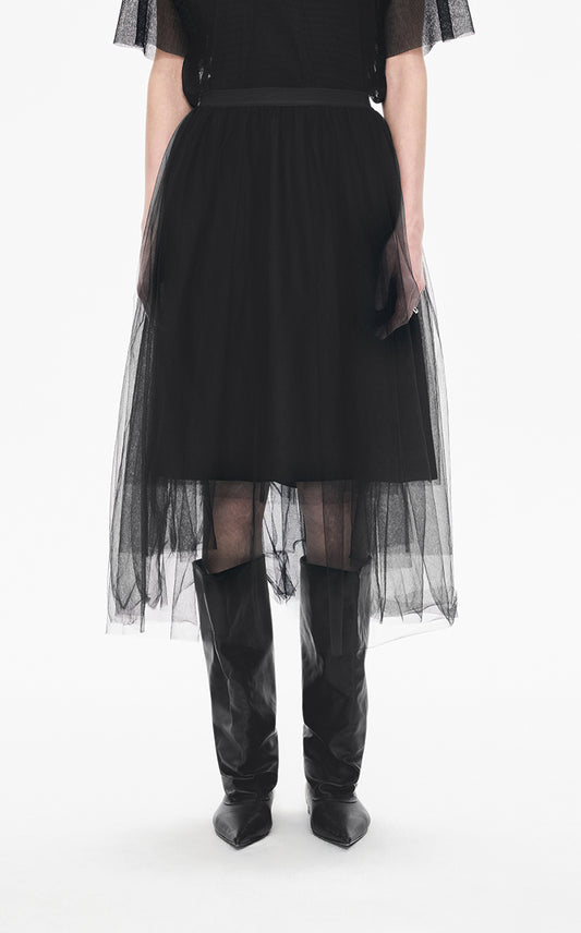 Skirt / JNBY Layered A-Line Tulle Midi Skirt
