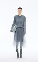 Skirt / JNBY Layered A-Line Tulle Midi Skirt