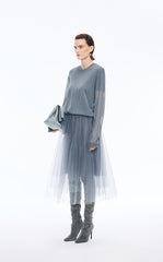 Skirt / JNBY Layered A-Line Tulle Midi Skirt