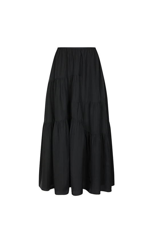 Skirt / JNBY A-Line Pleated Rayon Silk Maxi Skirt