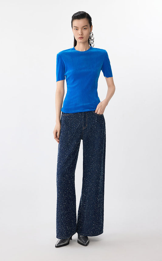 T-Shirt / JNBY Slim Flocked Mesh Tee